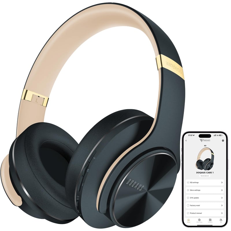 DOQAUS Care 1 Bluetooth over-ear fejhallgató mikrofonnal, 90 órás akkumulátor, HiFi - szürke