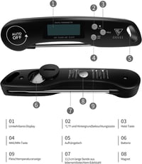 DOQAUS Digitális Húshőmérő Grillhőmérő Konyhai Hőmérő Fekete 6