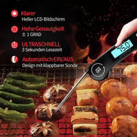 DOQAUS Digitális Húshőmérő Grillhőmérő Konyhai Hőmérő Fekete 2