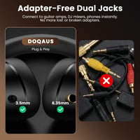 DJ slúchadlá DOQAUS HD1, káblové, cez uši (over-ear), 50 mm neodymový menič, štúdiové monitorovacie slúchadlá, 6,35 mm a 3,5 mm jack konektor, nastaviteľný hlavový most, Pro Audio Kit 6