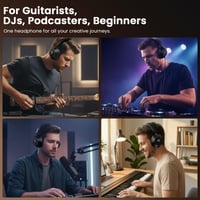 DJ slúchadlá DOQAUS HD1, káblové, cez uši (over-ear), 50 mm neodymový menič, štúdiové monitorovacie slúchadlá, 6,35 mm a 3,5 mm jack konektor, nastaviteľný hlavový most, Pro Audio Kit 5