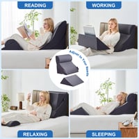 Set de 4 perne ortopedice în formă de pană Dorifine pentru dormit, pernă suport din spumă pentru ameliorarea durerilor de spate și picioare, împotriva refluxului gastric, gri închis 3