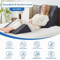Set de 4 perne ortopedice în formă de pană Dorifine pentru dormit, pernă suport din spumă pentru ameliorarea durerilor de spate și picioare, împotriva refluxului gastric, gri închis 4