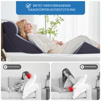 Set de 4 perne ortopedice în formă de pană Dorifine pentru dormit, pernă suport din spumă pentru ameliorarea durerilor de spate și picioare, împotriva refluxului gastric, gri închis 8