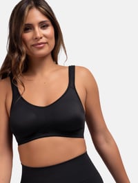 Športová podprsenka Dorina Flex bez výstuže – priedušný mikrovláknový materiál Tactel, dizajn racerback, plné krytie, čierna 100D 3