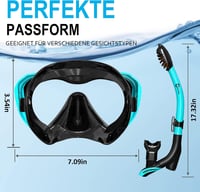 Dorlle Panoráma Snorkel Szett, Vízálló Búvármaszk, Páramentesítő Üveg, 3 Csatornás Légzőcső - Water Green 5