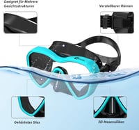Dorlle Panoráma Snorkel Szett, Vízálló Búvármaszk, Páramentesítő Üveg, 3 Csatornás Légzőcső - Water Green 6
