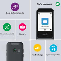Telefon mobil cu clapetă Doro Leva E20 4G pentru seniori - negru 3