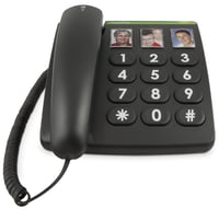 Doro PhoneEasy 331ph káblový telefón s veľkými tlačidlami a 3 tlačidlami s fotografiami – čierny 2