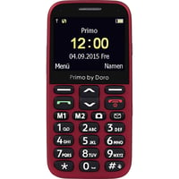 Mobilný telefón Doro Primo 366 s veľkými tlačidlami pre seniorov s nabíjacím stojanom, červený – používaný 1