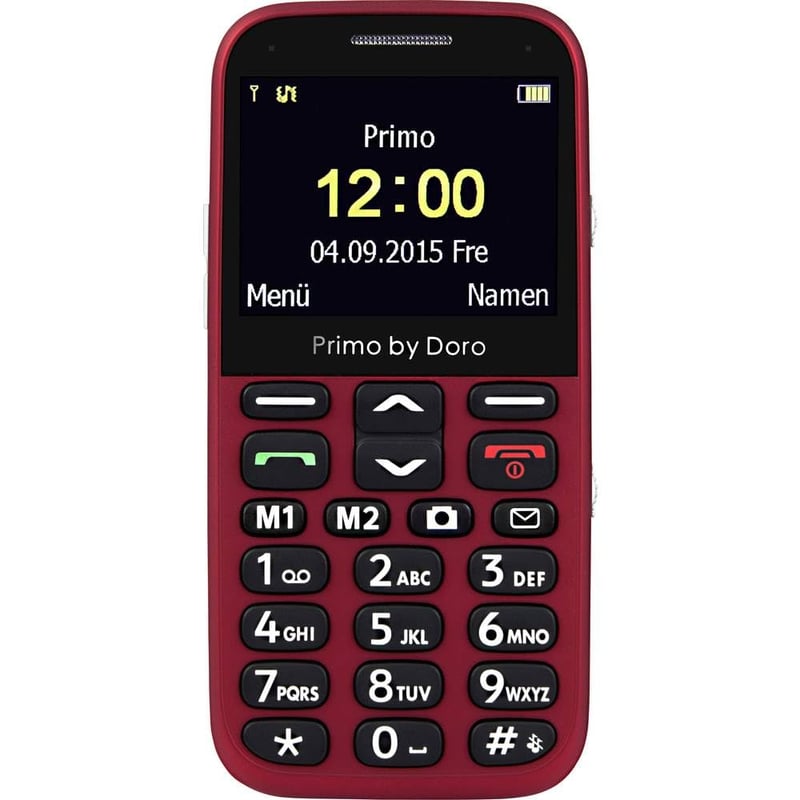 Mobilný telefón Doro Primo 366 s veľkými tlačidlami a stolovou nabíjačkou - červený