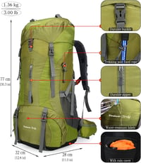 Doshwin 70L Trekking Hátizsák Esővédővel - Camping és Túrázáshoz 2