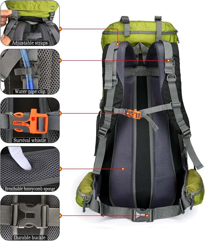 Doshwin 70L Trekking Hátizsák Esővédővel - Camping és Túrázáshoz