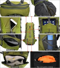Doshwin 70L Trekking Hátizsák Esővédővel - Camping és Túrázáshoz 4