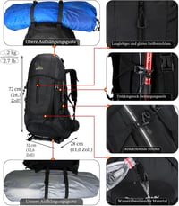 Doshwin 70L trekking hátizsák férfiaknak és nőknek 4