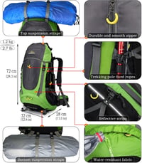 Doshwin 70L Trekking Hátizsák Férfiaknak és Nőknek Camping Utazáshoz 4