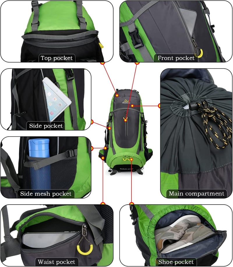 Doshwin 70L Trekking Hátizsák Férfiaknak és Nőknek Camping Utazáshoz