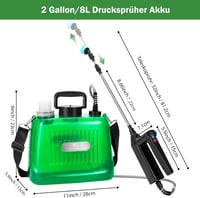DOUBFIVSY 8L Elektromos Permetező, Akkumulátoros Kerti Permetezőgép Teleszkópos Rúddal, 4 Szórófejjel, 3 Sebességfokozattal, LED Kijelzővel, 6