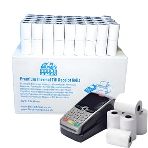 Double Dragon 57x40 mm termo rola za blagajnu 200 kom - za PDQ POS EPOS EFTPOS terminale, kompatibilno s Barclaycard Verifone Ingenico Worldpay, bijela