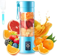 DoubleCare Hordozható USB Turmixgép - 380ml Kék Mini Smoothie Készítő, 6 Pengés Gyümölcsturmix, Shake és Bébiétel Keverő, Intelligens Bizton 1