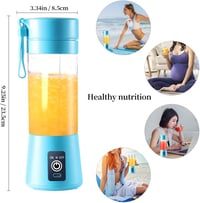 DoubleCare Hordozható USB Turmixgép - 380ml Kék Mini Smoothie Készítő, 6 Pengés Gyümölcsturmix, Shake és Bébiétel Keverő, Intelligens Bizton 2
