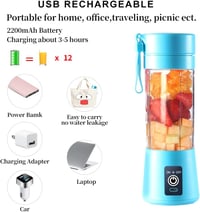 DoubleCare Hordozható USB Turmixgép - 380ml Kék Mini Smoothie Készítő, 6 Pengés Gyümölcsturmix, Shake és Bébiétel Keverő, Intelligens Bizton 7