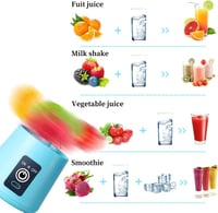 DoubleCare Hordozható USB Turmixgép - 380ml Kék Mini Smoothie Készítő, 6 Pengés Gyümölcsturmix, Shake és Bébiétel Keverő, Intelligens Bizton 3