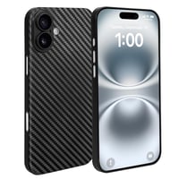 Ultra tenký kryt doupi pre iPhone 16 (6,1 palca) – karbónový vzor, čierny, podpora bezdrôtového nabíjania, super tenký ochranný obal 1