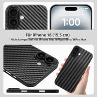 Ultra tenký kryt doupi pre iPhone 16 (6,1 palca) – karbónový vzor, čierny, podpora bezdrôtového nabíjania, super tenký ochranný obal 2