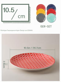 DOWAN set keramičkih plitkih tanjura 27 cm, 6 komada, šareni veliki porculanski tanjuri za tjesteninu i salatu, desertni tanjuri, okrugle posude za posluživanje, za božićnu večeru 2