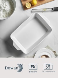 DOWAN 9x13 Kerámia Sütőtál Lasagnához, 4,2 Literes Mély Sütőforma Fehér 7