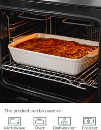 DOWAN 9x13 Kerámia Sütőtál Lasagnához, 4,2 Literes Mély Sütőforma Fehér 5