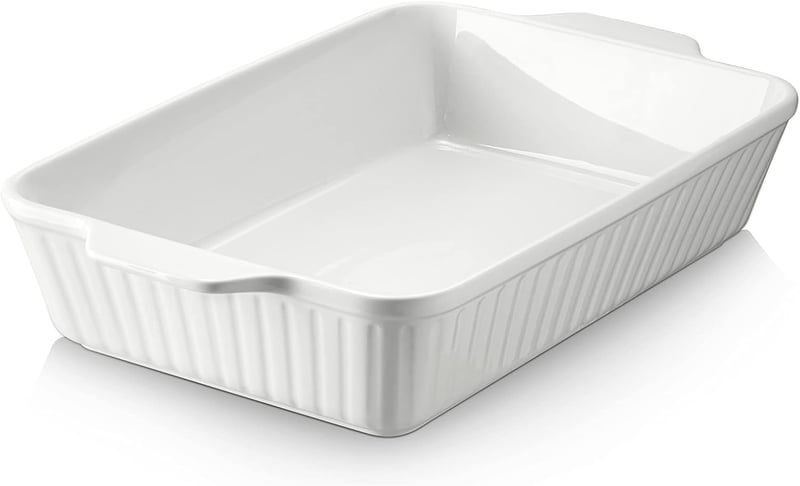 DOWAN 9x13 Kerámia Sütőtál Lasagnához, 4,2 Literes Mély Sütőforma Fehér
