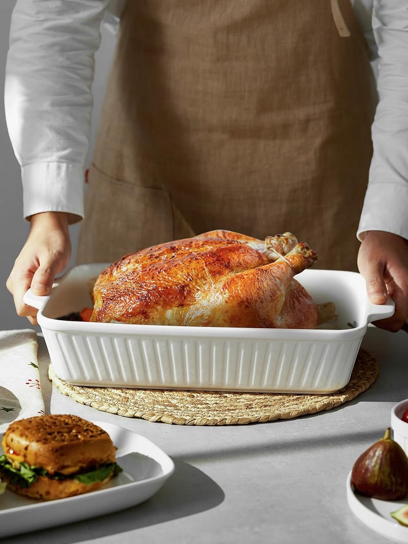 DOWAN 9x13 Kerámia Sütőtál Lasagnához, 4,2 Literes Mély Sütőforma Fehér