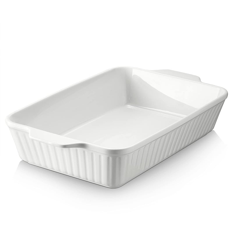 DOWAN 9x13 Keramická zapekacia misa na lasagne, 4,2-litrová hlboká zapekacia forma, biela