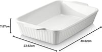 DOWAN 9x13 Kerámia Sütőtál Lasagnához, 4,2 Literes Mély Sütőforma Fehér 9