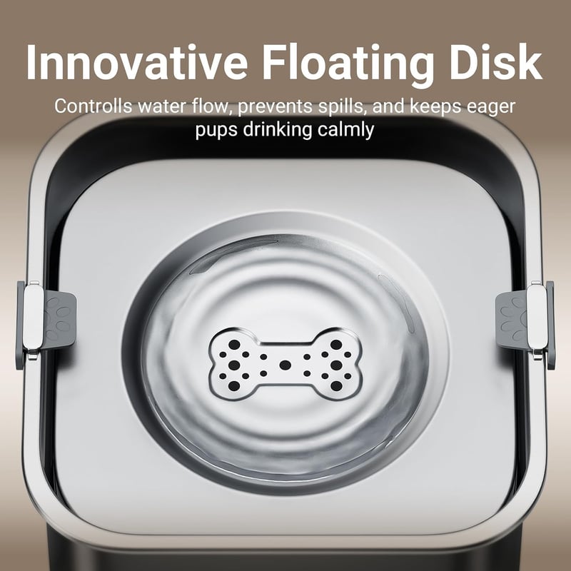 DownyPaws 3L rozsdamentes kutyavíztál csepegésmentes, spill-proof, mosogatógépben mosható