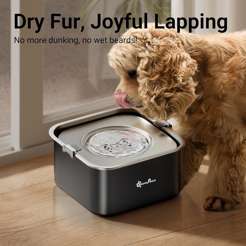 DownyPaws 3L rozsdamentes kutyavíztál csepegésmentes, spill-proof, mosogatógépben mosható