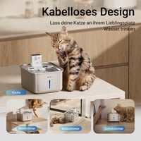 DownyPaws Macska Ivófontána Rozsdamentes Acél Mozgásérzékelős 3L Vezeték Nélküli 2