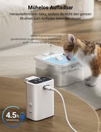 DownyPaws vezeték nélküli automata macska vízszökőkút mozgásérzékelővel 2,5 l, 4000 mAh elem, halk itatókút, fehér 5