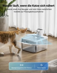 DownyPaws vezeték nélküli automata macska vízszökőkút mozgásérzékelővel 2,5 l, 4000 mAh elem, halk itatókút, fehér 3