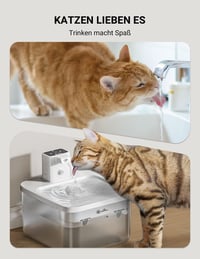 DownyPaws vezeték nélküli automata macska vízszökőkút mozgásérzékelővel 2,5 l, 4000 mAh elem, halk itatókút, fehér 7