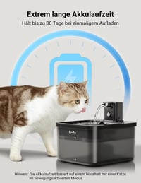 DownyPaws Vezeték nélküli macska ivófontána mozgásérzékelővel, 2.5L, akkumulátoros - ABS black 4