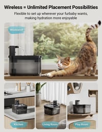 Adăpătoare automată fără fir pentru pisici DownyPaws, cu baterie, negru - Distribuitor automat de apă pentru pisici 2