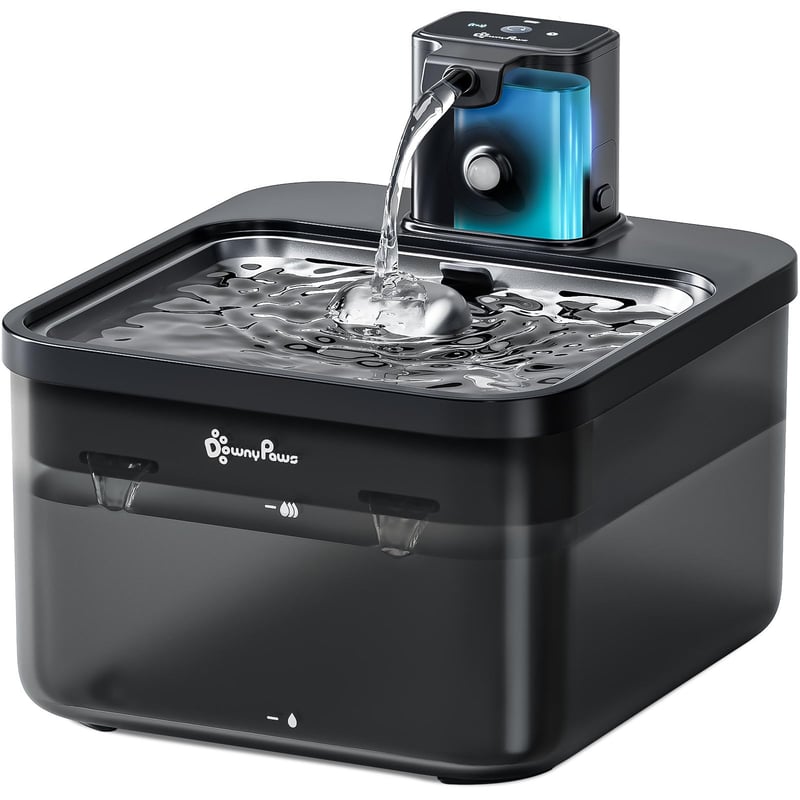 Adăpătoare automată fără fir pentru pisici DownyPaws, cu baterie, negru - Distribuitor automat de apă pentru pisici