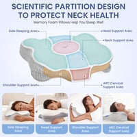 Ergonomický vankúš z pamäťovej peny Dozion na spanie na boku a na chrbte, ortopedická opora krku pre hlavu a ramená, s odnímateľným poťahom, 58x40x10/13 cm 3