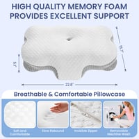 Ergonomický vankúš z pamäťovej peny Dozion na spanie na boku a na chrbte, ortopedická opora krku pre hlavu a ramená, s odnímateľným poťahom, 58x40x10/13 cm 2