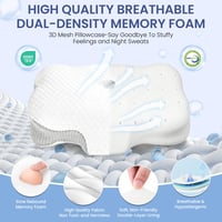 Ergonomický vankúš z pamäťovej peny Dozion na spanie na boku a na chrbte, ortopedická opora krku pre hlavu a ramená, s odnímateľným poťahom, 58x40x10/13 cm 5