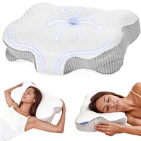 Ergonomický vankúš z pamäťovej peny Dozion na spanie na boku a na chrbte, ortopedická opora krku pre hlavu a ramená, s odnímateľným poťahom, 58x40x10/13 cm 1