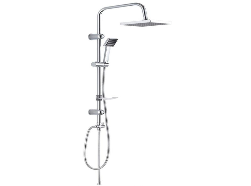 Set de duș pătrat DP RY-S002 - Oțel inoxidabil, finisaj crom argintiu, cu cap de duș tip ploaie